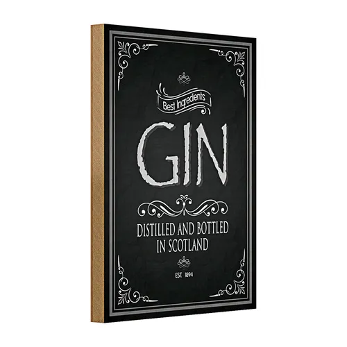 Holzschild 20x30cm Gin best ingredients scotland