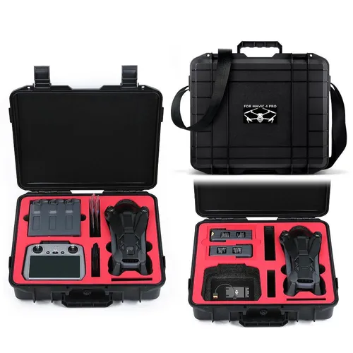 DJI Mavic 4 Pro Fly More Combo EVA Aufbewahrungsbox mit Gurt - Robuste Aufbewahrungsbox für DJI Mavic 4 Pro. Wasserresistent und gepolstert, ideal für den sicheren Transport und Schutz Ihrer Drohne und Zubehör.