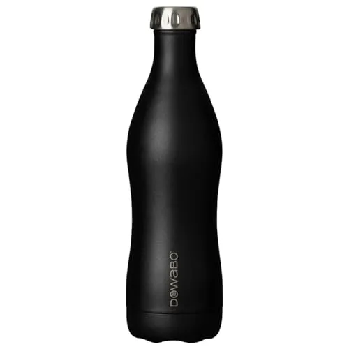 DOWABO Black Sun Isolierflasche 750 ml - Thermobehälter mit doppelwandigem Edelstahl, hält Getränke bis zu 24 Stunden kalt und 12 Stunden heiß, ideal für unterwegs.