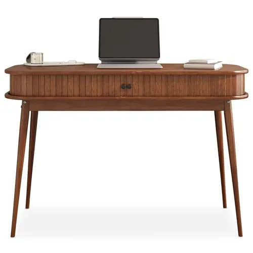 IDIMEX Schreibtisch JARI - Kiefer Massivholz Schreibtisch in kastanienfarben, ideal für Home Office mit praktischem Stauraum und stilvollem, lackiertem Finish.