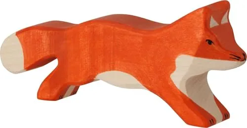 Holztiger Fuchs, laufend 80094 - Tierfigur für Kinder, fördert Kreativität und motorische Fähigkeiten beim Spielen