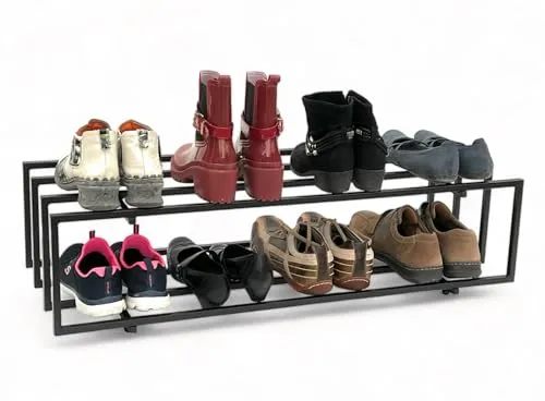 DanDiBo Schuhbank Schuhregal Metall Schwarz - 2 Ebenen für modernen Stauraum - Schuhbänke mit robuster Metallkonstruktion, ideal für die platzsparende Aufbewahrung von Schuhen und anderen Gegenständen. Leichte Reinigung und einfache Montage machen sie zum perfekten Begleiter im Flur.