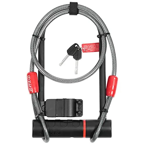 Zéfal K-TRAZ U11 Kabelschloss, Bügelschloss U-förmig, mit Kabel für Fahrrad/Roller, 120 cm, Schwarz