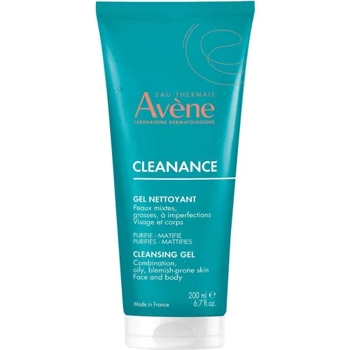 Avène Cleanance Cleansing Gel 200 ml - Sanfte Reinigung für fettige Haut - Gesichtsreinigung für fettige Haut mit Neigung zu Akne. Das Gel reguliert die Talgproduktion und sorgt für ein mattes Hautbild.