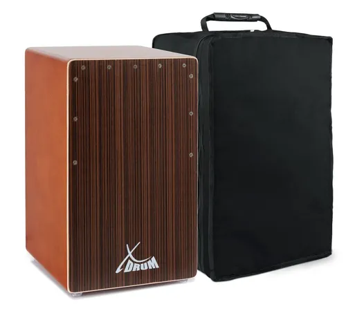 XDrum Cajon El Bajo Bass Port Cocoa Brown / Ebony mit Tasche - Percussion-Instrument mit integriertem Bass Port für durchsetzungsstarken Bass, gefertigt aus HPL und inklusive praktischer Tragetasche.
