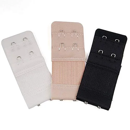 TRIXES 3PC BH Verlängerung Extender Strap Set - 2 Haken Verlängerungen - Mutterschaft BH - Pflege BH - komfortabel und elastisch - temporäre Gewichtszunahme - schwarz weiß Beige