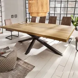 riess-ambiente Esstisch GALAXIE - 200cm Massivholz aus recyceltem Pinienholz - Esstisch im Industrial Design mit einzigartigem Stahl-Gestell in Sternenform, ideal für ein stilvolles Esszimmer und nachhaltige Einrichtung.