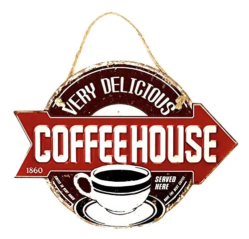 Blechschild Café Retro-Stil Wandschild Retro-Schild Dekoschild im Vintage-Stil Zubehör für Wohnkultur 50er Jahre Haus Dekoration