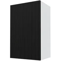 Feldmann-Wohnen Hängeschrank, Schwarz, Weiß - Modern und Funktional - Einbauküchen-Komponenten mit grifflosen MDF-Fronten in eleganter Lamellen-Optik und Soft-Close-Funktion für sanftes Schließen. Ideal zur individuellen Erweiterung Ihrer Küchenzeile.