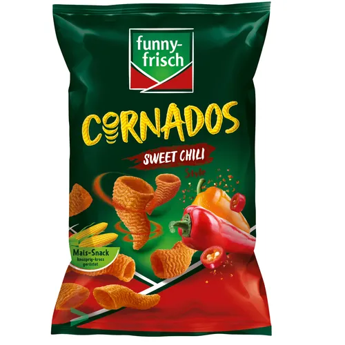 Funny Frisch Cornados Sweet Chili knuspriger Mais-Snack Mais-Chips 80g Tüte