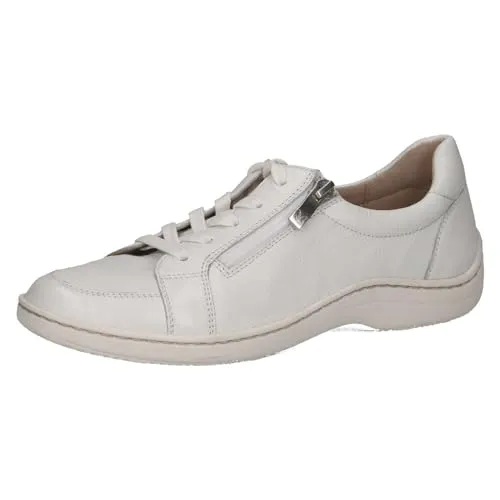 CAPRICE Comfort Damen Sneaker flach aus Leder mit Reißverschluss, Weiß (White Nappa), 42 EU