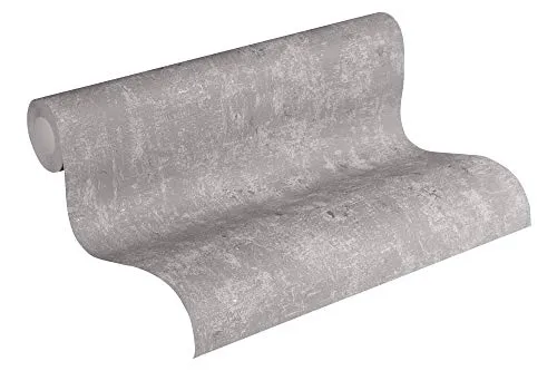 A.S. Création Vliestapete Used Look Tapete Uni 10,05 m x 0,53 m grau Made in Germany 230713 2307-13