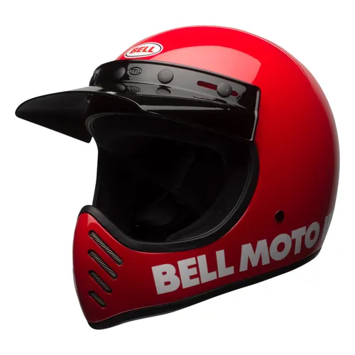Bell Moto-3 Classic Motocrosshelm - Rot/Weiß - XL 7152065 - Motorradhelm mit erstklassiger Glasfaser-Verbundschale und Velocity Flow Ventilation™ für optimale Kühlung. Der kultige Klassiker vereint Retro-Style mit modernster Sicherheit.