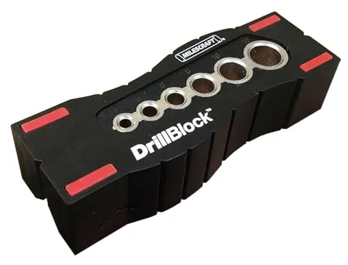 Milescraft 1362 Bohrlehre / Bohrhilfe mit 6 Buchsengrößen – für rechtwinkliges und präzises Bohren auf Oberflächen, runde Materialien, und Kanten