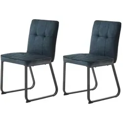 Esszimmerstuhl 2er-Set Talea, grau - Bequeme Polsterung - Stühle - Kufenstühle, mit Nosag-Wellenunterfederung für optimalen Sitzkomfort und einem stabilen Kufengestell aus Metall.