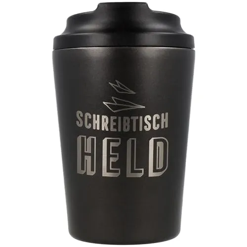 Spruchreif | Thermobecher mit Deckel | Edelstahl Isolierbecher | Thermobecher für Unterwegs | Heiß-/Kaltgetränke | Schreibtisch Held