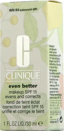 Clinique Even Better Liquid Foundation 27 Butterscotch - Make-up mit SPF 15, parabenfreier und feuchtigkeitsspendender Formel für ein ebenmäßiges Hautbild und natürlichen Glow.