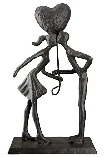 Brillibrum Design Eisen Skulptur aus Gusseisen kleine Liebespaar Eisen Figur klein Geschenk zur Hochzeit Love Couple Sculpture 22,5 x 12,5 x 5 cm (Figur 16)