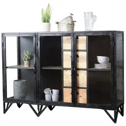 baario Sideboard BARBAR Metall Glas, schwarz Industrial Style