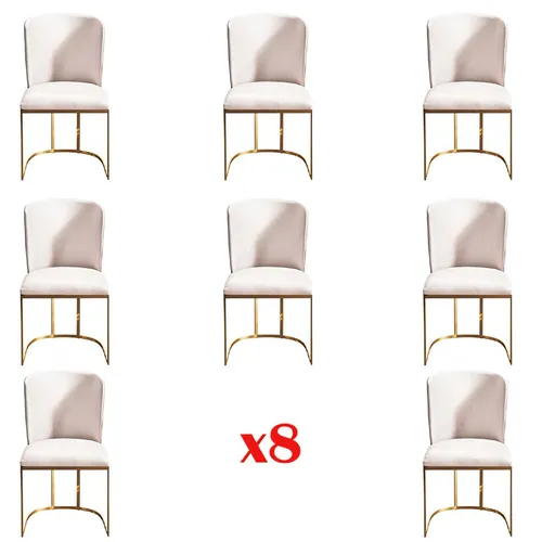 Design 8er Set Polsterstühle für Esszimmer - Modernes 8-teiliges Stuhlset aus hochwertigem Edelstahl mit bequemen Polyesterpolstern. Ideal für stilvolle Esszimmer und Küchen, ohne Montageaufwand.