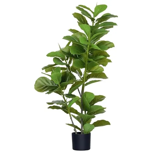 HOMCOM Künstliche Ficus-Pflanze 110 cm – Dekorativer Kunstbaum für Wohnzimmer & Büro