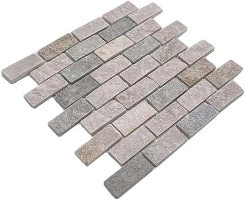 Mosaik Fliese Quarzit Naturstein Quarzit beige grau für BODEN WAND BAD WC DUSCHE KÜCHE FLIESENSPIEGEL THEKENVERKLEIDUNG BADEWANNENVERKLEIDUNG Mosaikmatte Mosaikplatte