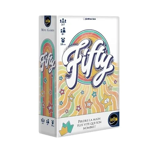 IELLO Fifty Gesellschaftsspiel für die Familie, Revisitez Le Bingo, Spannung und Verrückte Lachen, 3-7 Spieler, ab 8 Jahren, schnelle Spiele 15 Minuten, Stimmung und Spaß am Tisch