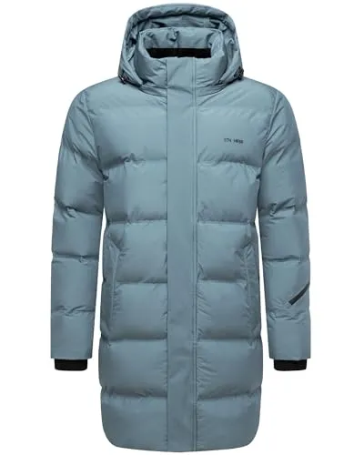 STONE HARBOUR Herren lange Steppjacke warmer Wintermantel mit wasserdichtem Verschluss, Ärmeltasche und abnehmbarer Kapuze Thadeek XX Stormy Blue Gr. XL