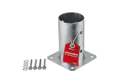 SO-TECH® Pfostenträger für Rundholz, zum Aufschrauben, aus Stahl feuerverzinkt, (1-St), Höhe 152 mm, Gartenpfosten Durchmesser 80 mm, mit Schrauben