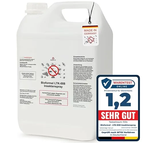 LTK-008 Biodelta Insektenspray, 5 l - Insektizid für Innen- und Außenbereiche, biologisch mit Geraniol, wirkt sofort und schützt langfristig gegen Insekten. Ideal für Wohnräume, Balkone und Terrassen.
