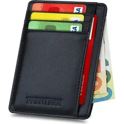 Frentree® Kartenetui aus Leder mit RFID Schutz - Minimalistisches Portemonnaie aus 100% Echtleder für bis zu 10 Karten und Geldscheine. Mit integriertem RFID-Schutz für sicheren Transport. Kompakt und ideal für die Hosentasche.