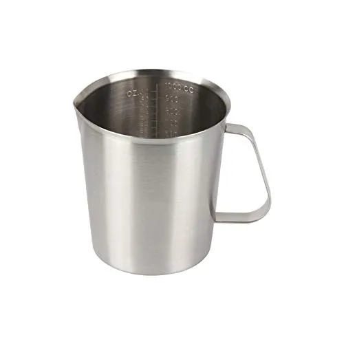 Kitchnexus Messbecher Edelstahl 1L, Milchkännchen Messkanne Milk Pitcher für Küche Kaffee Latte Cappuccino