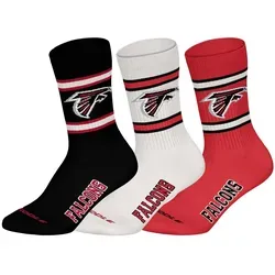 NFL Unisex Socken, 3er Pack - NFL Teams, 3Pack Crew Socks, Football, Logo, Baumwollmischung Atlanta Falcons 43-46