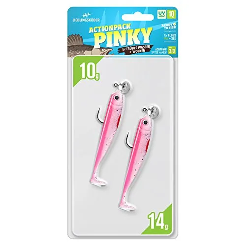 Lieblingsköder Actionpack 10cm - 2 montierte Gummifische, Farbe Lieblingsköder:Pinky