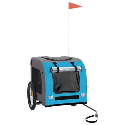 vidaXL Fahrradanhänger für Hunde – Blau und Grau von vidaXL