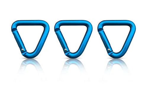 Holesto® Dreieckige Karabiner 3er Set - Karabiner klein Schlüsselanhänger - Design Karabinerhaken Schwarz - Mini Karabinerhaken Set - Carabiner - 3 Stück (Blau)