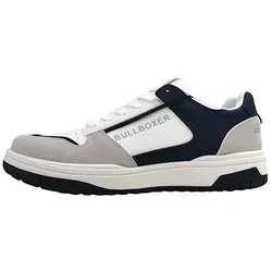 Bullboxer Herren Sneakers in Weiß/Dunkelblau, Größe 44 - Hochwertige Bullboxer Herrensneakers in Weiß/Dunkelblau mit rutschhemmender Laufsohle und verstärkter Kappe, ideal für den Alltag.