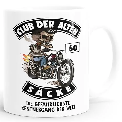 MoonWorks Kaffee-Tasse Club der alten Säcke Geschenk-Tüte Club der alten Säcke für Ältere Geburtstag Männer Weiss unisize