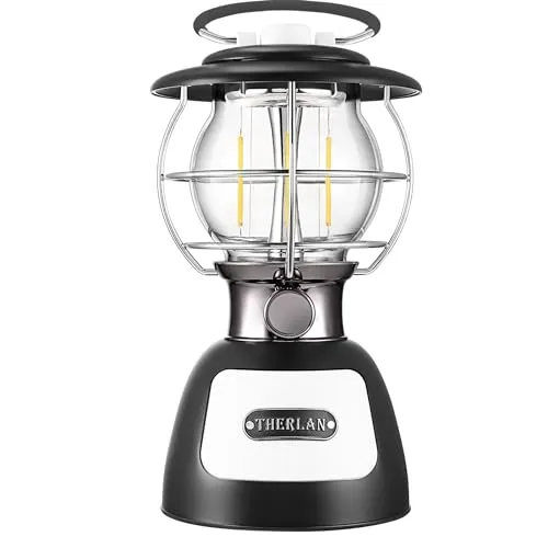 Therlan LED Campinglampe Aufladbar, 3 Lichtmodi, 250+ Std. Betriebsdauer, Stufenlos Dimmbar 4000K-6500K 350LM IP44 Wasserdicht Zeltlampe für Camping Lampe Mit Powerbank Funktion Camping Lampen