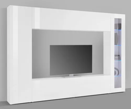 Web Furniture Wohnwand (4-teilig) in Weiß Hochglanz