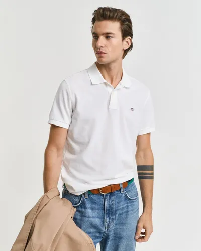 GANT Slim Shield SS Pique Polo Herren 4XL - Herren-Poloshirt von GANT in Weiß, aus 100% Baumwolle, slim fit für optimalen Tragekomfort und mit Logostickerei auf der Brust. Ideal für legere Anlässe.