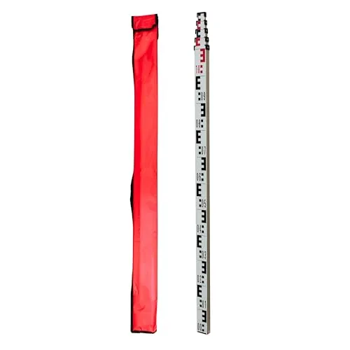 hedue® Nivellierlatte 3 m - Messlatte für Nivellierarbeiten auf Baustellen und zum Messen lichter Maße, mit Teleskopauszug