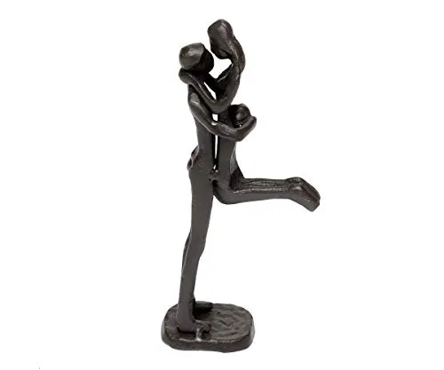 Brillibrum Design Dekofigur Handmade Metallfigur Liebespaar aus Gusseisen kleine Paar Skulptur Umarmung Liebesgeschenk Herzlich 19 x 8 x 4,5 cm (Figur 4)