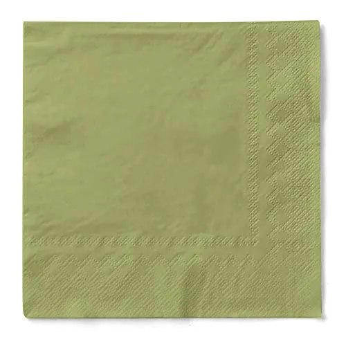 MANK Serviette in OLIV aus 3-lagigem Tissue, 40x40 cm, 1/4 Falz, 100 Stück, elegante Papierservietten für Hochzeit, Party, Gastronomie, Restaurant, Events