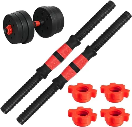 Tianher 35cm Universal Hanteln Hantel Stangen, 2 Stück Kurzhantelstange Hantelstangen 35cm und 4 Stück Sternverschlüsse Gerändelt Fitnessstudio Hanteln Krafttraining Trainieren Hantel Zubehr (set 1)
