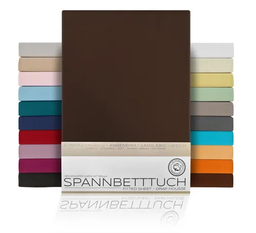 Beautex Spannbettlaken Spannbetttuch Bettlaken aus gekämmter Baumwolle Premium Jersey 160g/m², Jersey, Gummizug: rundum, (1 Stück)