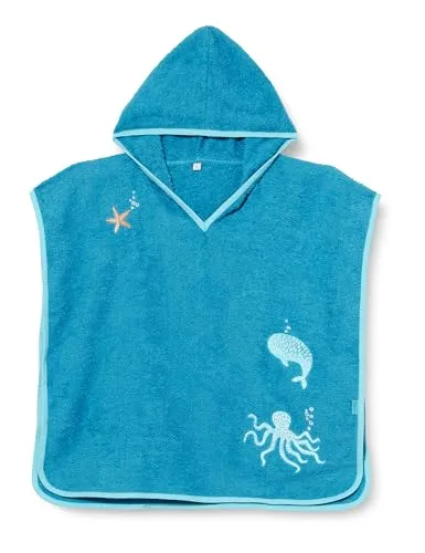 Playshoes Unisex Kinder Frottee-Poncho Bademantel Handtuch, Meerestiere, L (ab ca. 4 Jahre) - Kuscheliger Bade-Poncho aus 100 % Baumwolle für Kinder ab 4 Jahren. Saugstark, mit praktischer Kapuze – ideal nach dem Baden, für Bewegungsfreiheit und Spielspaß. Geprüfte Qualität für unbeschwerte Stunden am Wasser.