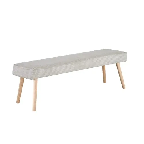 B&D home Sitzbank EMIL, gepolstert, Holzbeine - Sitzbank in Grau mit modernem Kord Stoff, strapazierfähig und pflegeleicht. Ideal für Essbereiche oder Flure, bringt skandinavisches Flair und natürlichen Charme durch Massivholzbeine.