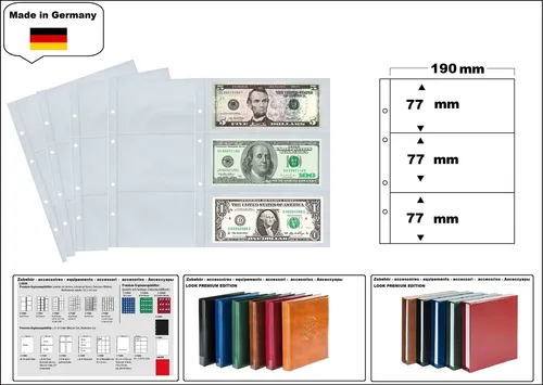 1-Banknotenhüllen-PREMIUM-3-Fächer-ca.-190x77-mm-Für-Banknoten-LOOK 1-7399