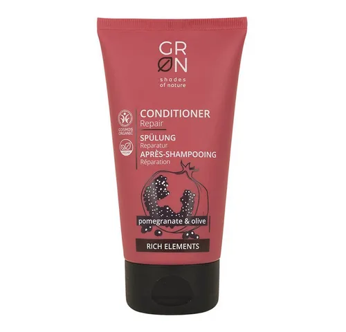 GRN Spülung Granatapfel & Olive - Conditioner für beanspruchtes Haar, mit regenerierendem Granatapfelsamenauszug und feuchtigkeitsspendendem Olivenöl für extra Pflege und Reparatur.